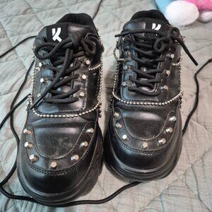 Koi black studded platform shoes